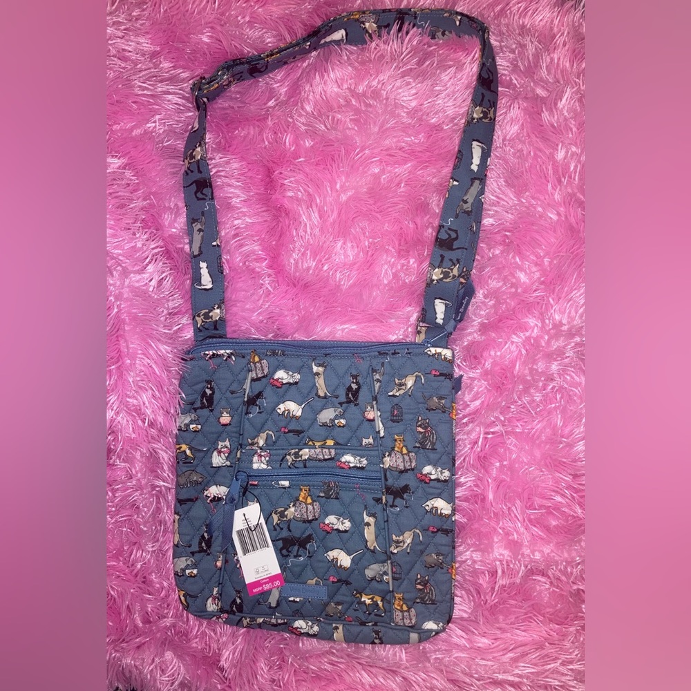Vera Bradley Cat’s Meow Hipster Crossbody Bag Purse Kittens Blue NWT